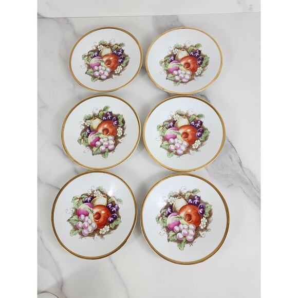 Andrea by Sadek Teacup & Saucers Fruit Design Porcelain Gold Trim Japan x11 Vtg - Picture 10 of 15